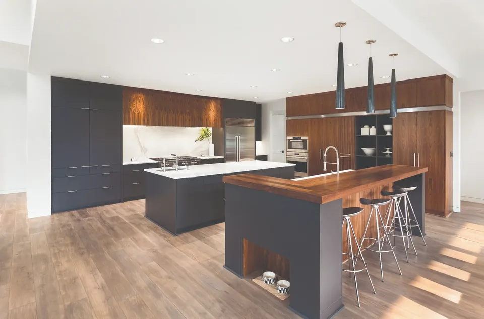 Kitchen interior illustrating Sonance invisible audio integrated without visible speaker grilles